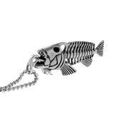 Maxbell Fashion Jewelry Gothic Fish Bone Pendant Stainless Steel Necklace  silver