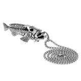 Maxbell Fashion Jewelry Gothic Fish Bone Pendant Stainless Steel Necklace  silver