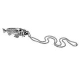 Maxbell Fashion Jewelry Gothic Fish Bone Pendant Stainless Steel Necklace  silver