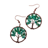 Maxbell Natural Crystal Tree Of Life Dangle Earrings Fashion Jewelry dark green