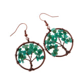 Maxbell Natural Crystal Tree Of Life Dangle Earrings Fashion Jewelry dark green