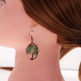 Maxbell Natural Crystal Tree Of Life Dangle Earrings Fashion Jewelry light green