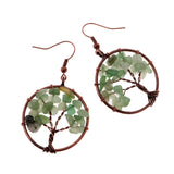 Maxbell Natural Crystal Tree Of Life Dangle Earrings Fashion Jewelry light green