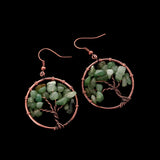 Maxbell Natural Crystal Tree Of Life Dangle Earrings Fashion Jewelry light green