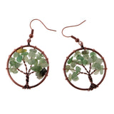 Maxbell Natural Crystal Tree Of Life Dangle Earrings Fashion Jewelry light green