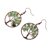 Maxbell Natural Crystal Tree Of Life Dangle Earrings Fashion Jewelry light green