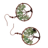 Maxbell Natural Crystal Tree Of Life Dangle Earrings Fashion Jewelry light green