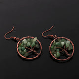 Maxbell Natural Crystal Tree Of Life Dangle Earrings Fashion Jewelry light green