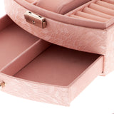 Maxbell PU Leather Jewelry Box Organizer Necklace Mirrored Storage Display Pink