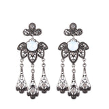 Maxbell Vintage Boho Artificial Gemstone Crystal Flower Tassel Dangle Earrings
