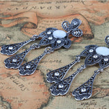 Maxbell Vintage Boho Artificial Gemstone Crystal Flower Tassel Dangle Earrings