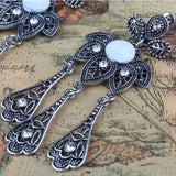 Maxbell Vintage Boho Artificial Gemstone Crystal Flower Tassel Dangle Earrings