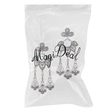 Maxbell Vintage Boho Artificial Gemstone Crystal Flower Tassel Dangle Earrings