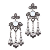 Maxbell Vintage Boho Artificial Gemstone Crystal Flower Tassel Dangle Earrings