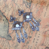 Maxbell Women's Vintage Boho Artificial Gemstone Crystal Tassel Dangle Drop Earrings