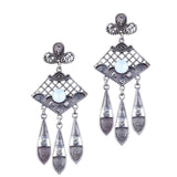 Maxbell Women's Vintage Boho Artificial Gemstone Crystal Tassel Dangle Drop Earrings