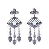 Maxbell Women's Vintage Boho Artificial Gemstone Crystal Tassel Dangle Drop Earrings