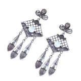 Maxbell Women's Vintage Boho Artificial Gemstone Crystal Tassel Dangle Drop Earrings