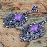 Maxbell Vintage Boho Artificial Gemstone Crystal Flower Teardrop Dangle Earrings