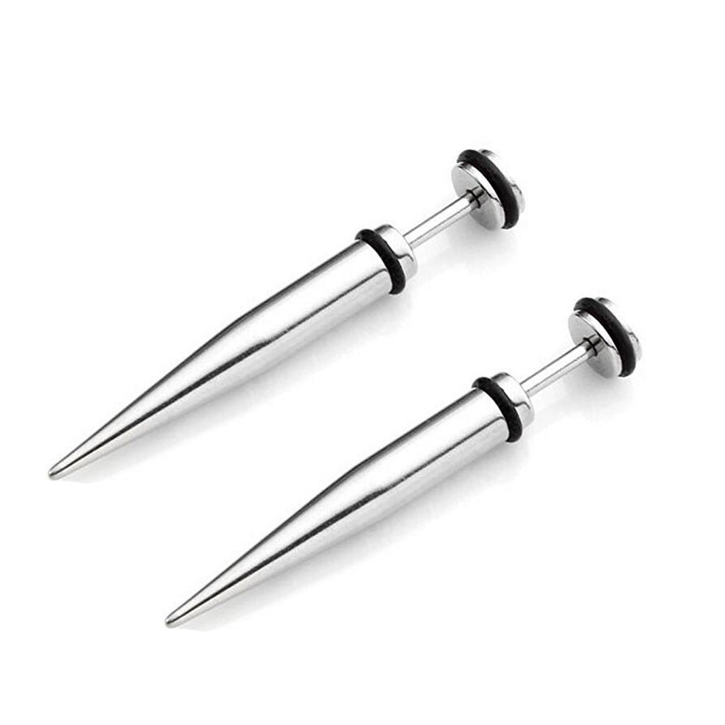 Maxbell Unisex Hip Hop Punk Solid 316L Stainless Steel Rivet Stud Earrings Silver