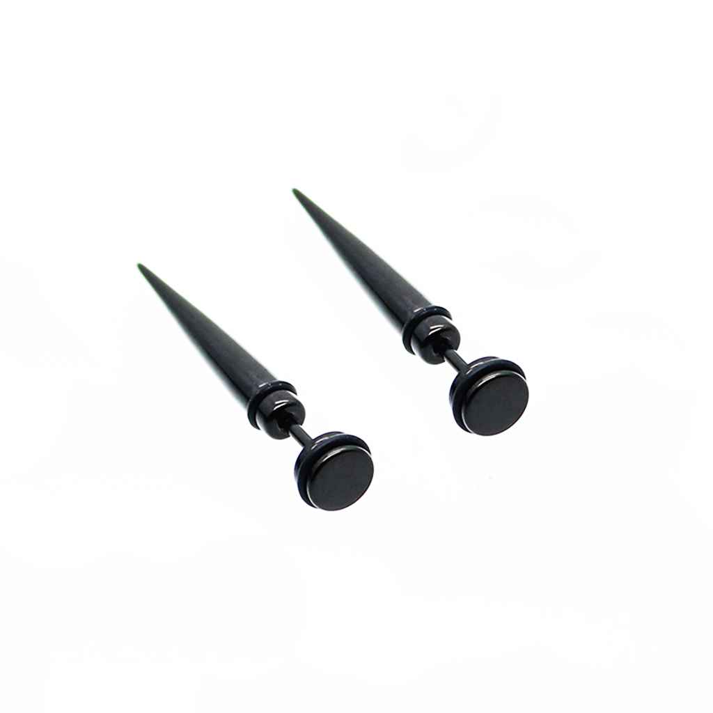 Maxbell Unisex Hip Hop Punk Solid 316L Stainless Steel Rivet Stud Earrings Black