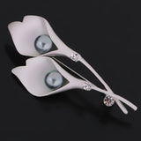 Maxbell Flower Crystal Pearl Brooch Pin Women Mother's Gifts Party Jewelry  Silver