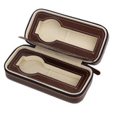 Maxbell 2 Slots Genuine Leather Watch Travel Case Collector Storage Zipper Box Brown