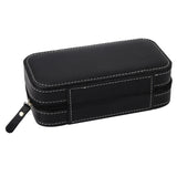 Maxbell 2 Slots Genuine Leather Watch Travel Case Collector Storage Zipper Box Black