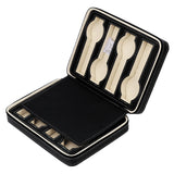 Maxbell 8 Slots Genuine Leather Watch Travel Case Collector Storage Zipper Box Black