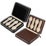 Maxbell 8 Slots Genuine Leather Watch Travel Case Collector Storage Zipper Box Black