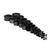 Maxbell Black Stainless Steel Ear Flesh Tunnels Plugs Screw Expander Ear Gauges 6mm