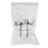 Maxbell 361L Stainless Steel Skeleton Cross Pendant Screw Back Earrings Black