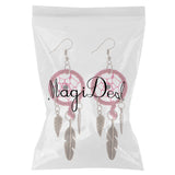 Maxbell Women Tibetan Gold Dream Catcher Dangle Feather Dangle Earrings Wine Red