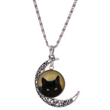 Maxbell Cute Lifelike Black Cat Moon Gem Pendant Necklace Bracelet Earrings Set 2