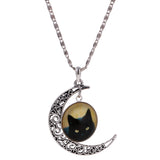 Maxbell Cute Lifelike Black Cat Moon Gem Pendant Necklace Bracelet Earrings Set 2