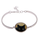 Maxbell Cute Lifelike Black Cat Moon Gem Pendant Necklace Bracelet Earrings Set 2