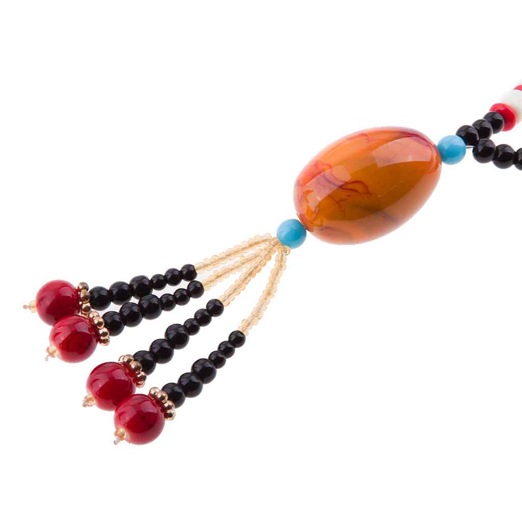 Maxbell Vintage Ethnic Tassel Beads Sweater Chain Pendant Necklace Gift Yellow