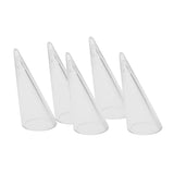 Maxbell 5 Piece Plastic Finger Cone Ring Stand Jewelry Display Holder Showcase Clear