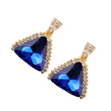 Maxbell Rhinestone Geometry Dangle Earrings Wedding Bridal Fancy Jewelry Blue