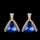 Maxbell Rhinestone Geometry Dangle Earrings Wedding Bridal Fancy Jewelry Blue