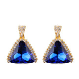 Maxbell Rhinestone Geometry Dangle Earrings Wedding Bridal Fancy Jewelry Blue