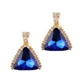 Maxbell Rhinestone Geometry Dangle Earrings Wedding Bridal Fancy Jewelry Blue