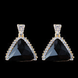 Maxbell Rhinestone Geometry Dangle Earrings Wedding Bridal Fancy Jewelry Black