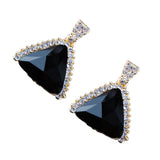 Maxbell Rhinestone Geometry Dangle Earrings Wedding Bridal Fancy Jewelry Black