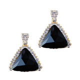 Maxbell Rhinestone Geometry Dangle Earrings Wedding Bridal Fancy Jewelry Black