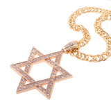 Maxbell Gorgeous Crystal Rhinestone Pendant Necklace Hip-hop Men Jewelry Hexagram