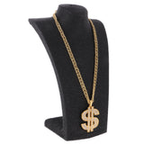 Maxbell Gorgeous Crystal Rhinestone Pendant Necklace Hip-hop Men Jewelry Dollar Sign