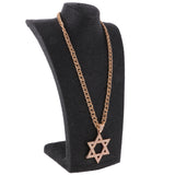 Maxbell Gorgeous Crystal Rhinestone Pendant Necklace Hip-hop Men Jewelry Hexagram