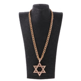 Maxbell Gorgeous Crystal Rhinestone Pendant Necklace Hip-hop Men Jewelry Hexagram