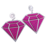 Maxbell Punk Large Diamond Shape Earrings Acrylic Studs Women Fashion Jewelry Purple